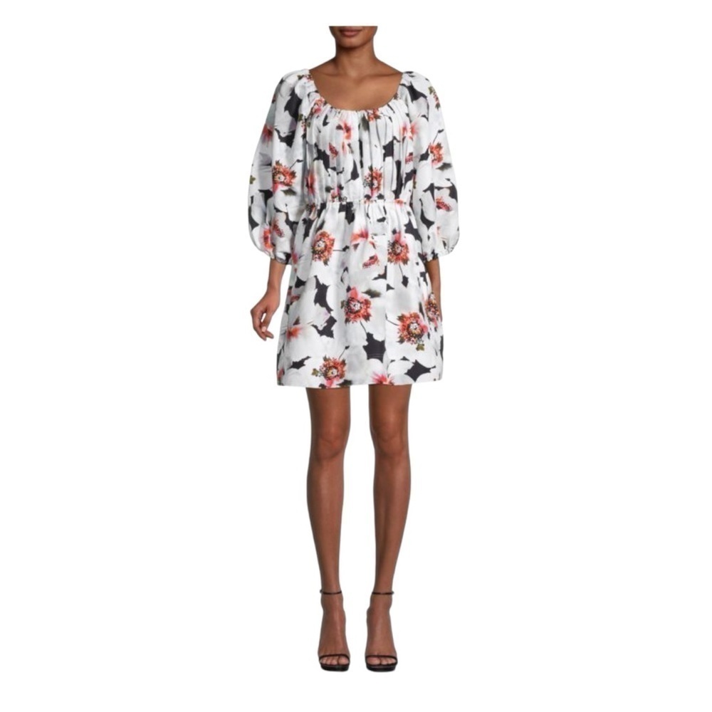 Tanya Taylor Julia Floral Print Dress In White Multi Medium